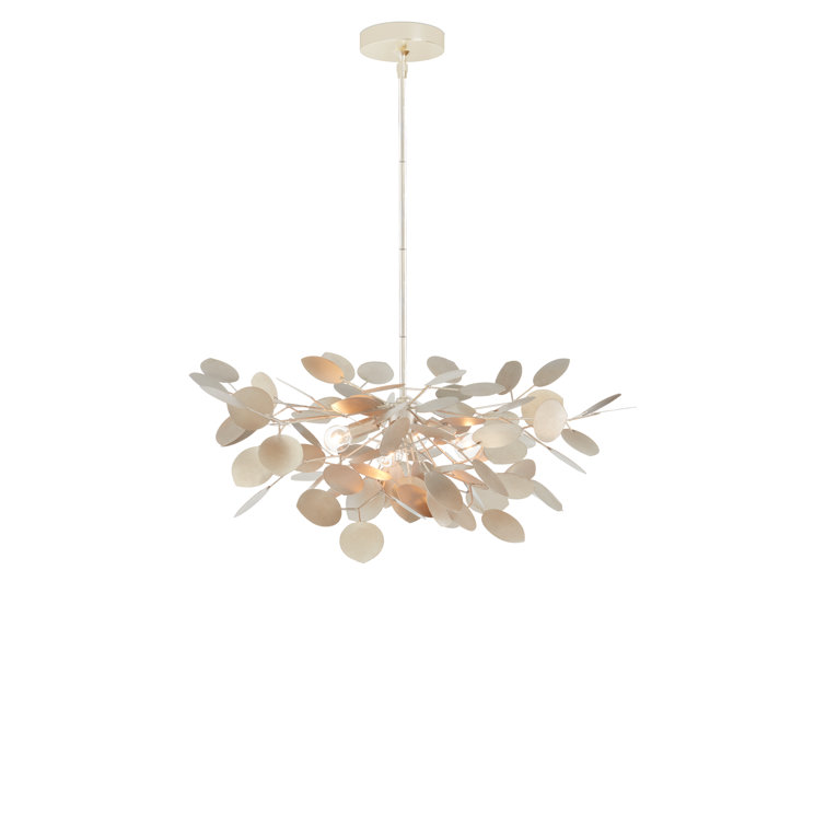 Lunaria Contemporary Silver Leaf 4-Light Chandelier