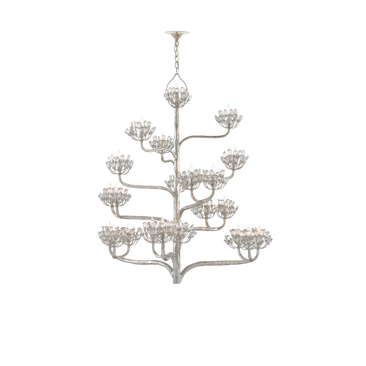 Agave Americana Silver Leaf Crystal 42-Inch Chandelier