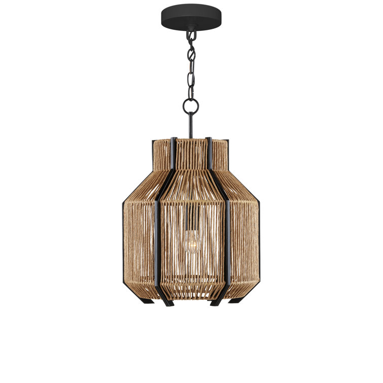 Mali Black and Natural Woven Rope Pendant Light
