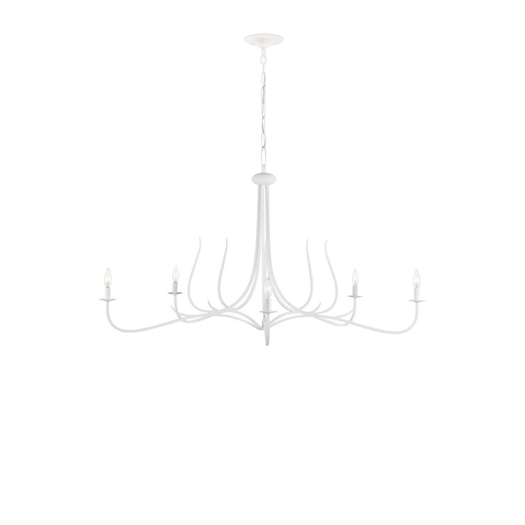 Gesso White 5-Light Candle Chandelier with Adjustable Height