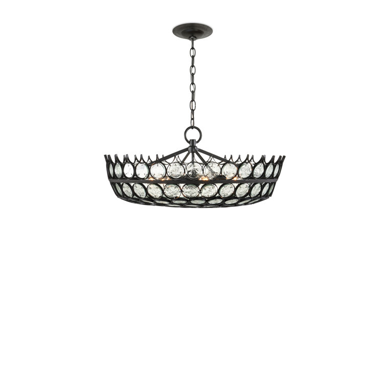 Satin Black Recycled Glass 6-Light Chandelier