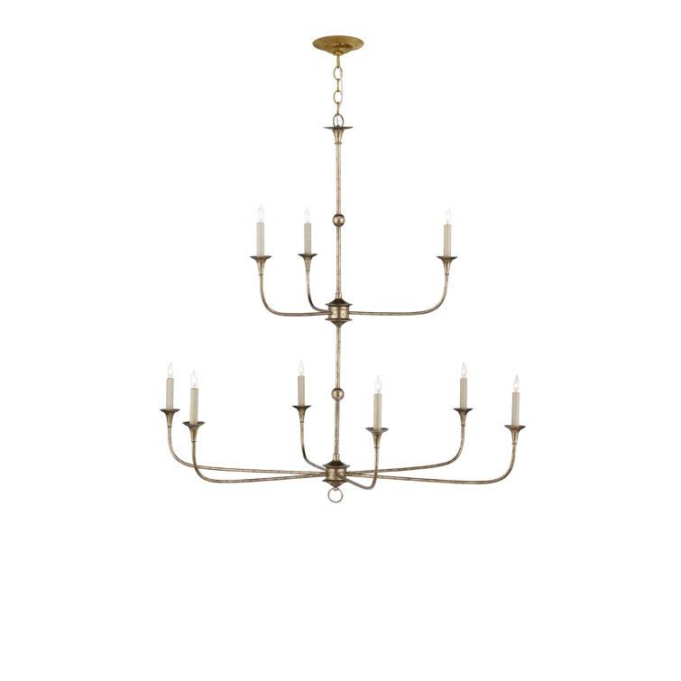 Pyrite Bronze Two-Tier Candle Chandelier with Adjustable Height