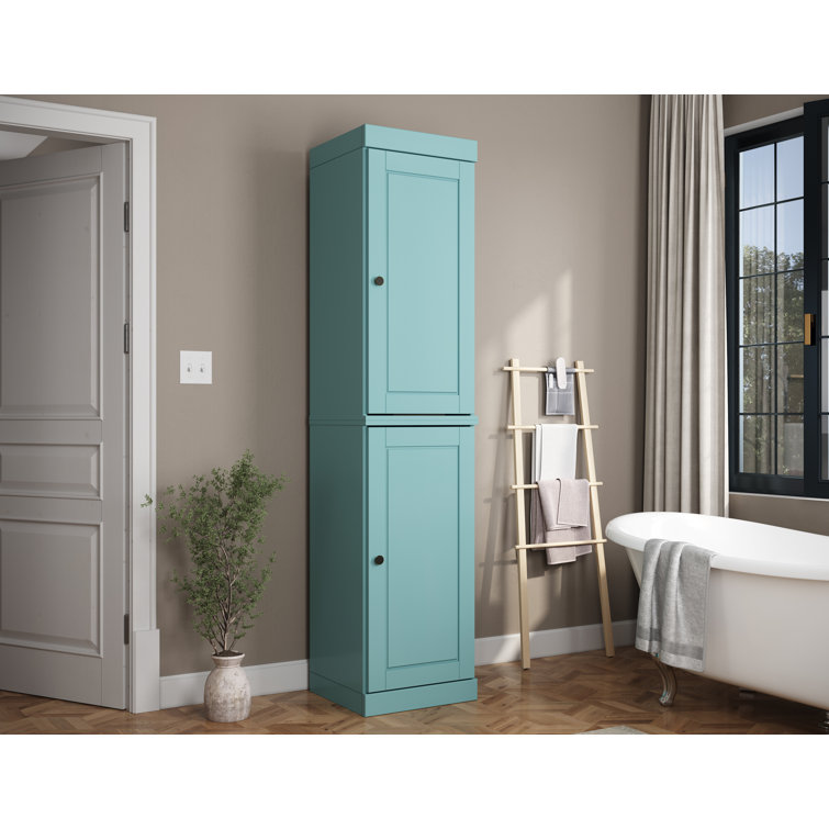Aqua Solid Wood Tall Cabinet with Adjustable Shelving
