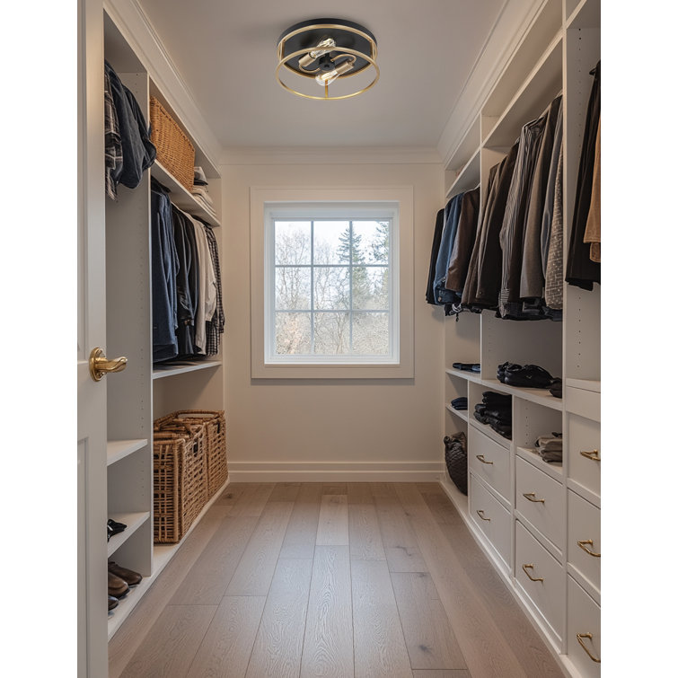 Knox Matte Black & Brass 3-Light Indoor/Outdoor Drum Flush Mount