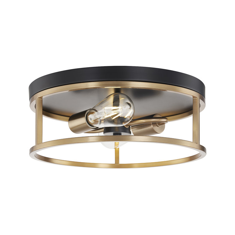 Knox Matte Black & Brass 3-Light Indoor/Outdoor Drum Flush Mount
