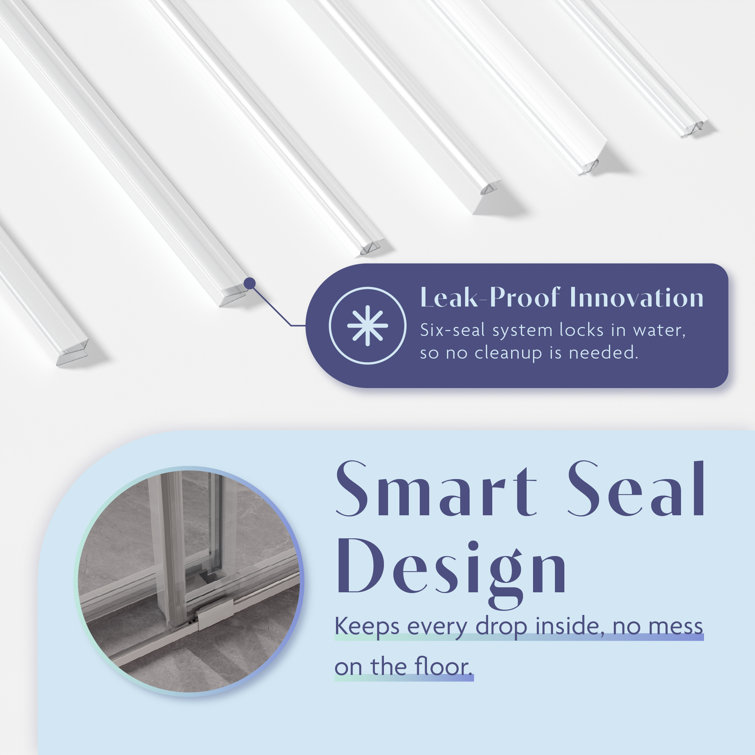 Chrome Frameless Double Sliding Shower Door with Clear Tempered Glass