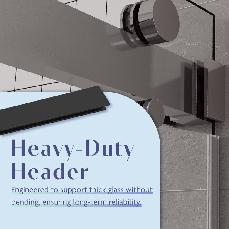 Chrome Frameless Double Sliding Shower Door with Clear Tempered Glass