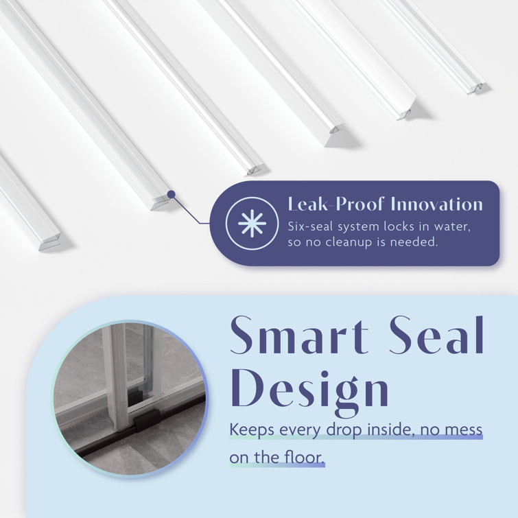 Matte Black Frameless Double Sliding Shower Door with Clear Tempered Glass
