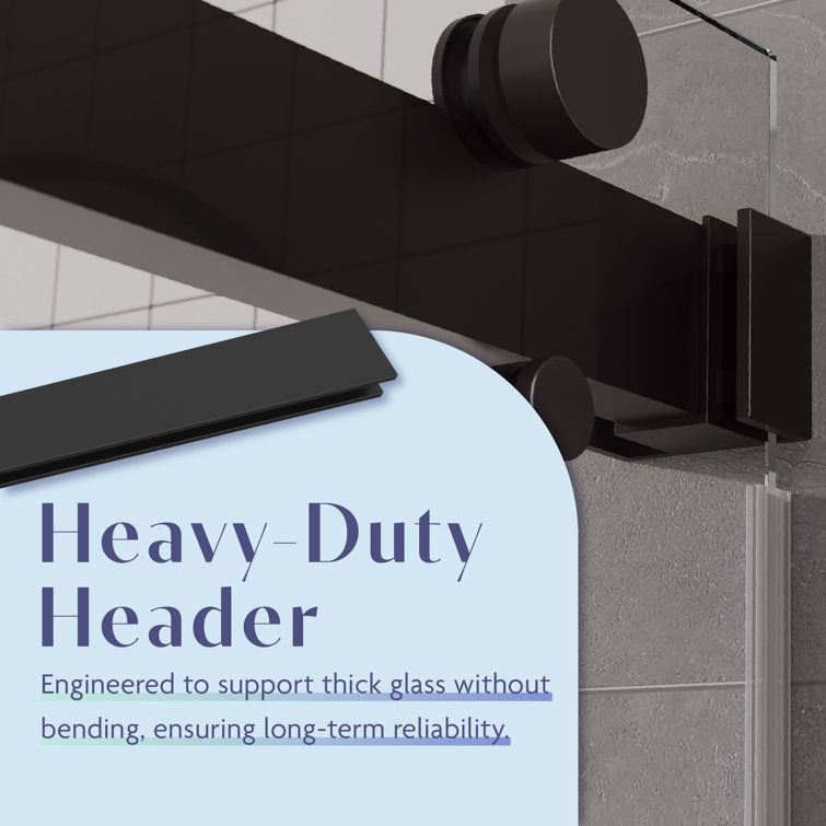 Matte Black Frameless Double Sliding Shower Door with Clear Tempered Glass