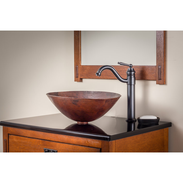 Oval Copper Above-Counter Sink with Oil Rubbed Bronze Faucet