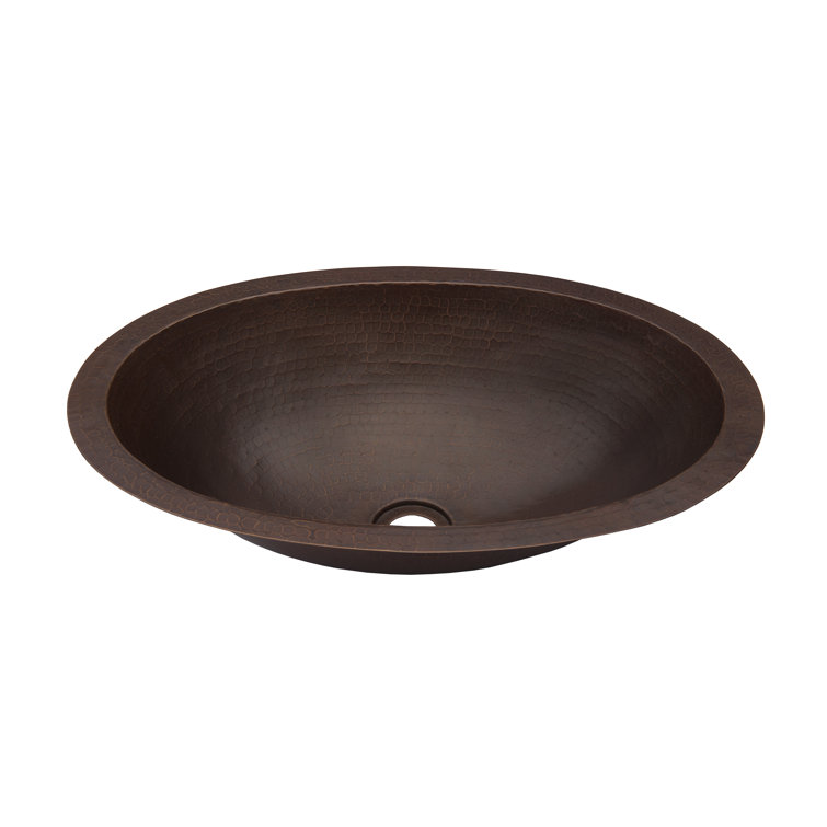 Antique Hammered Copper Oval Undermount Bathroom Sink