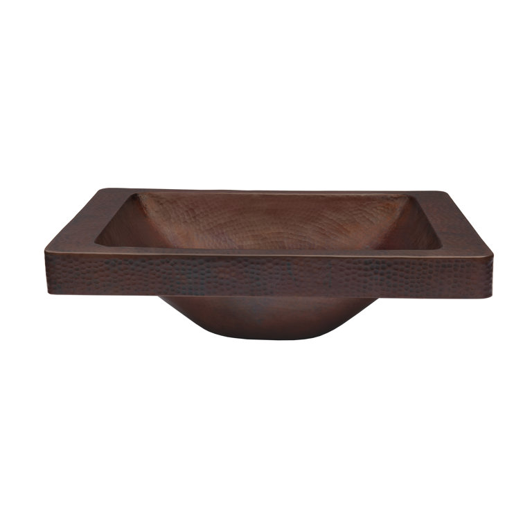 Antique Hand-Hammered Copper Rectangular Bathroom Sink