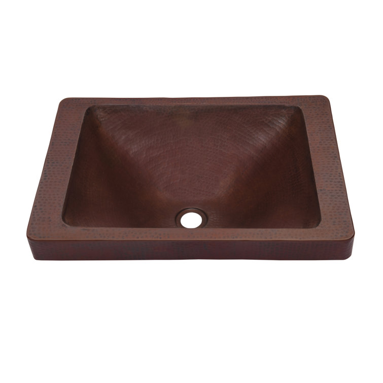 Antique Hand-Hammered Copper Rectangular Bathroom Sink