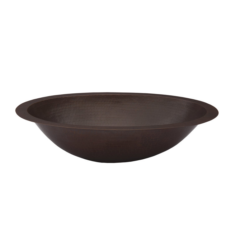 Antique Hammered Copper Oval Undermount Bathroom Sink