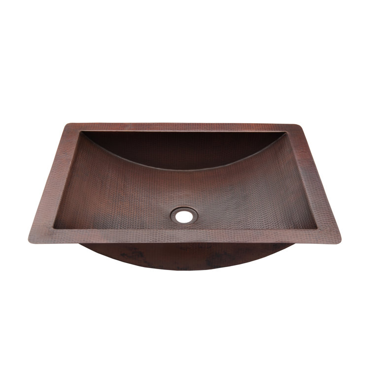 Merida Antique Copper Undermount Bathroom Sink with Hand-Hammered Finish