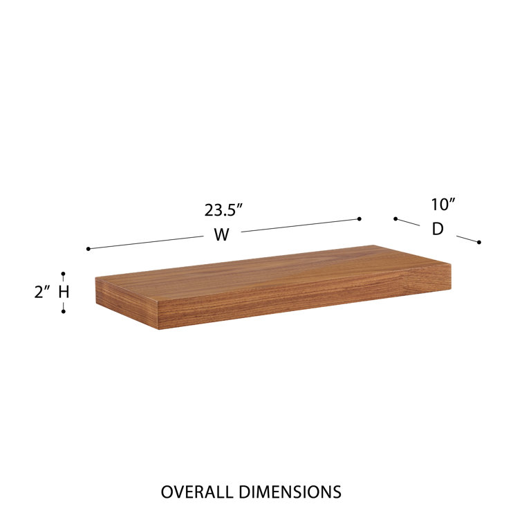 Walnut Wood Rectangular Floating Wall Shelf