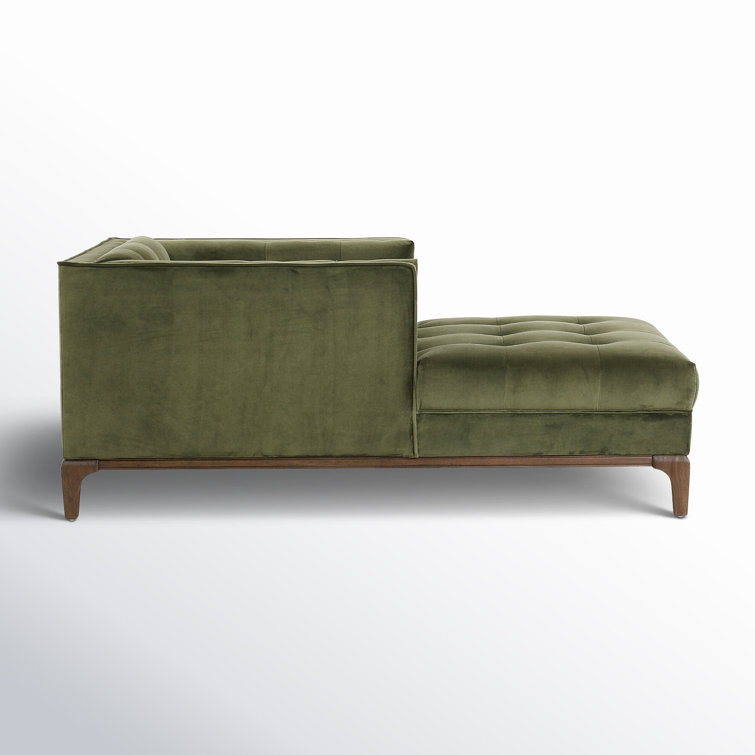 Sapphire Olive Velvet Handcrafted Contemporary Sofa Chaise