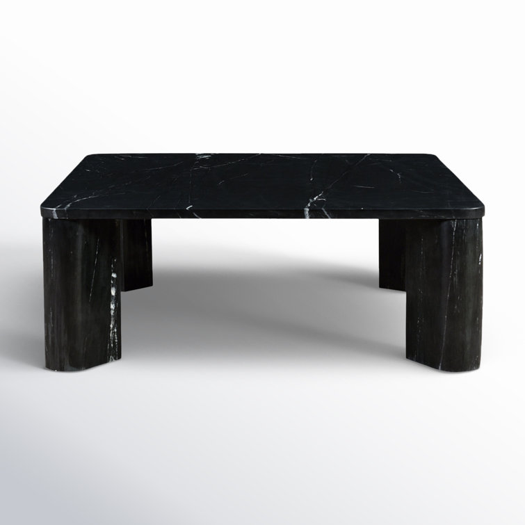 Noir Black Marble Square Cocktail Table with Metal Legs