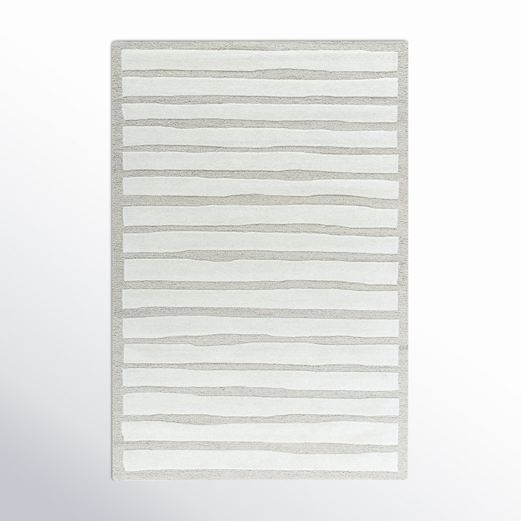 Triton Hand Tufted Wool Gray Striped 8' x 10' Rug