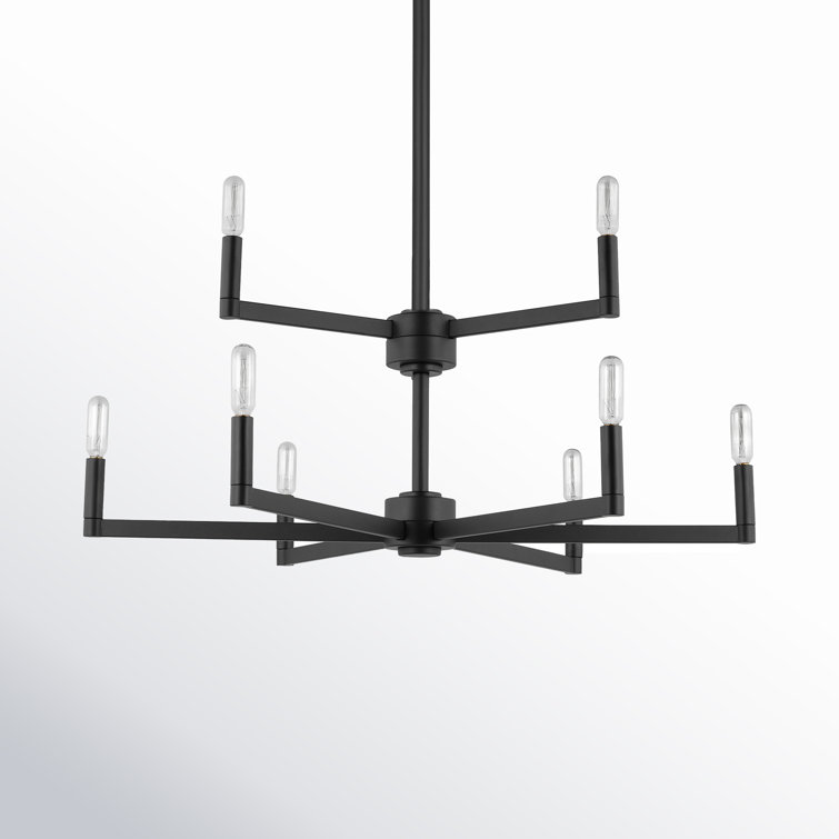 Midnight Black Steel 9-Light Candle Style Chandelier