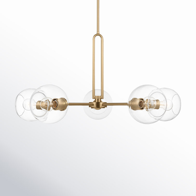 Satin Brass and Clear Glass Sputnik Chandelier