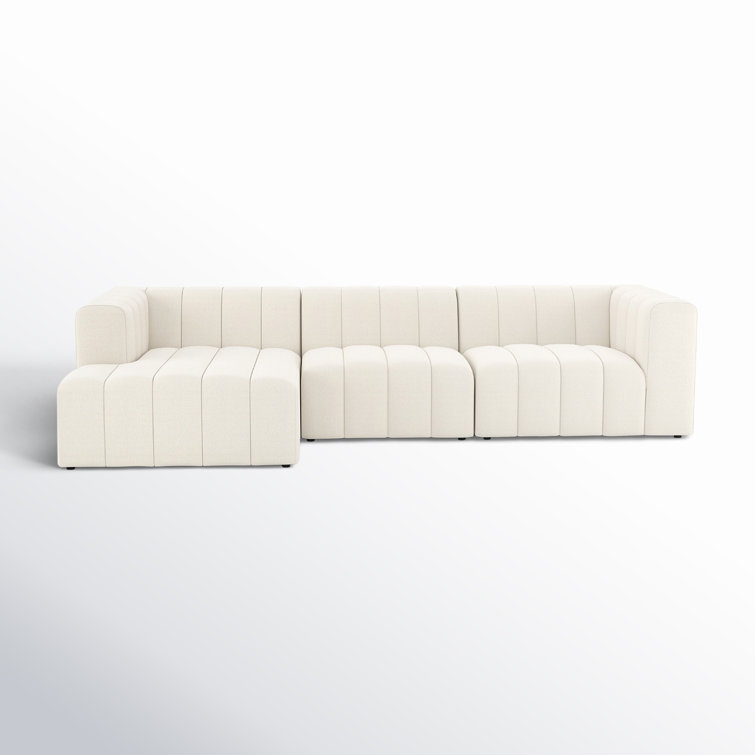 Fayette Cloud Tufted Faux Leather Three Piece Sectional Sofa