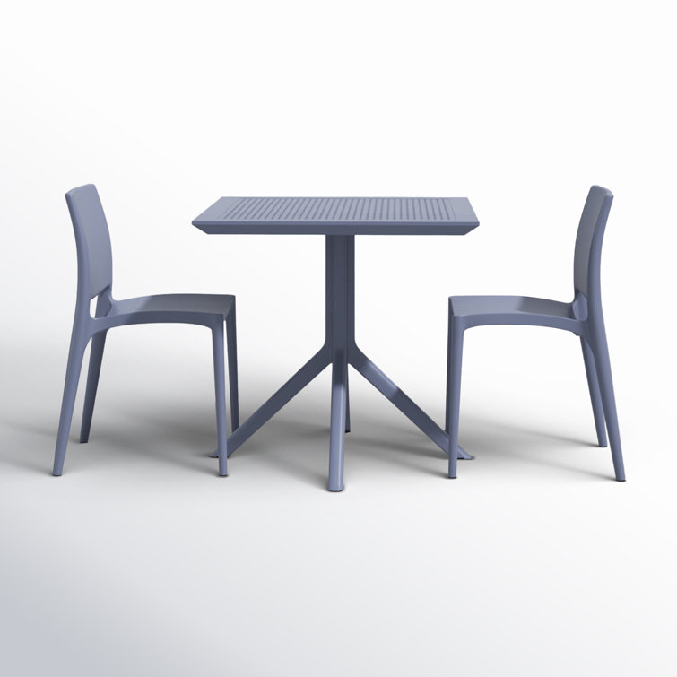 Farrah Dark Gray Square 2-Person Plastic Bistro Set