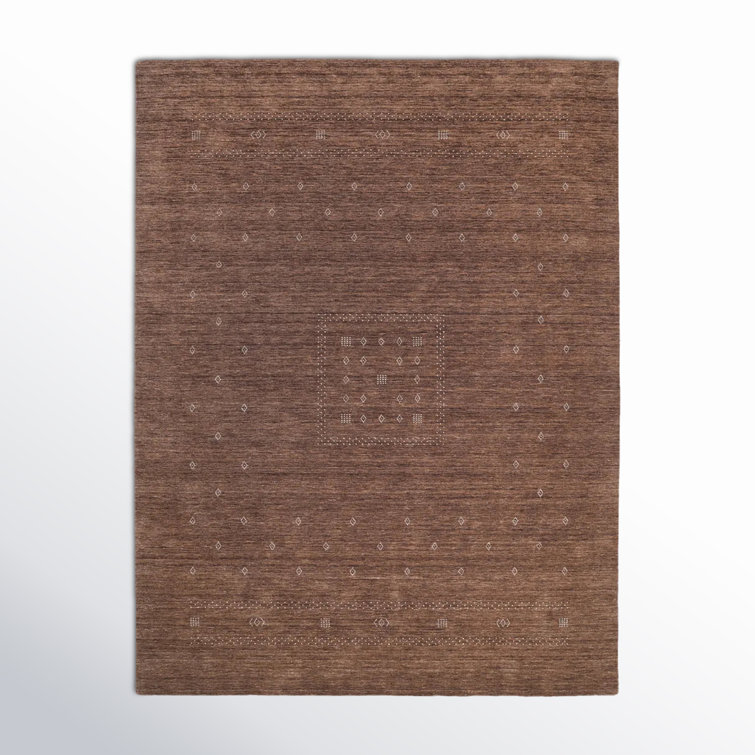 Hand-Knotted Brown Wool Geometric 8' x 10' Rug