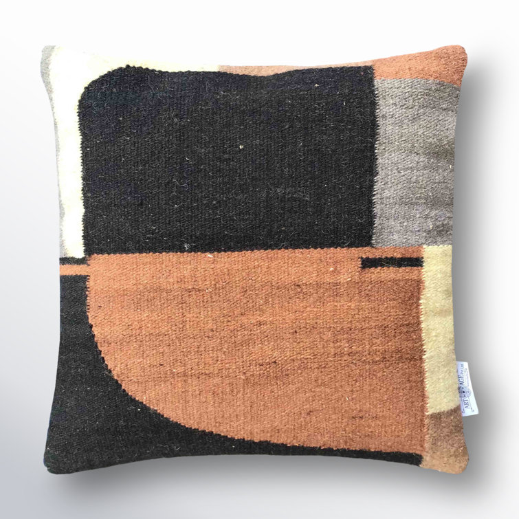 Abstract Multicolor Wool and Polyester Square Throw Pillow