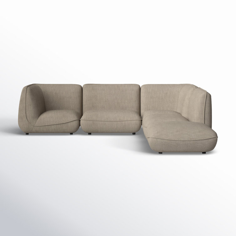 Gray Five-Piece Modular Upholstered Sectional Sofa