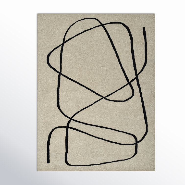 Ivory Abstract Elegance 4'x6' Hand-Tufted Wool Rug