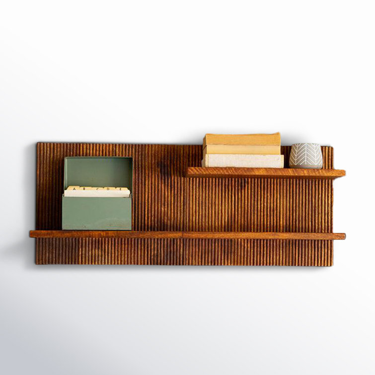 Leonna Natural Wood Grain 2-Shelf Wall Mounted Accent Shelf