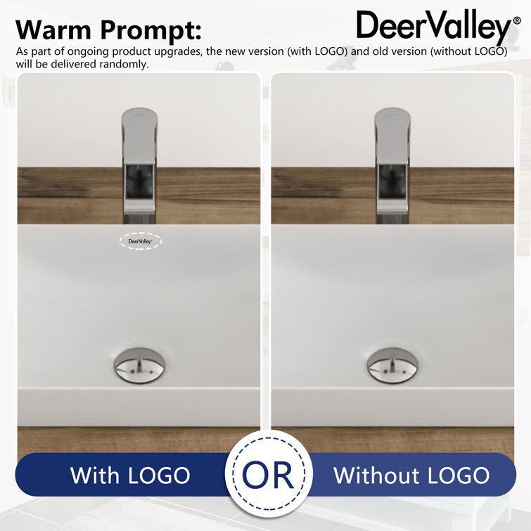 DeerValley 19'' White Ceramic Rectangular Above-Counter Vessel Sink