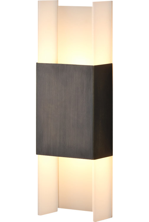 Eco-Friendly Dimmable Bronze Sconce with Frosted White Shade