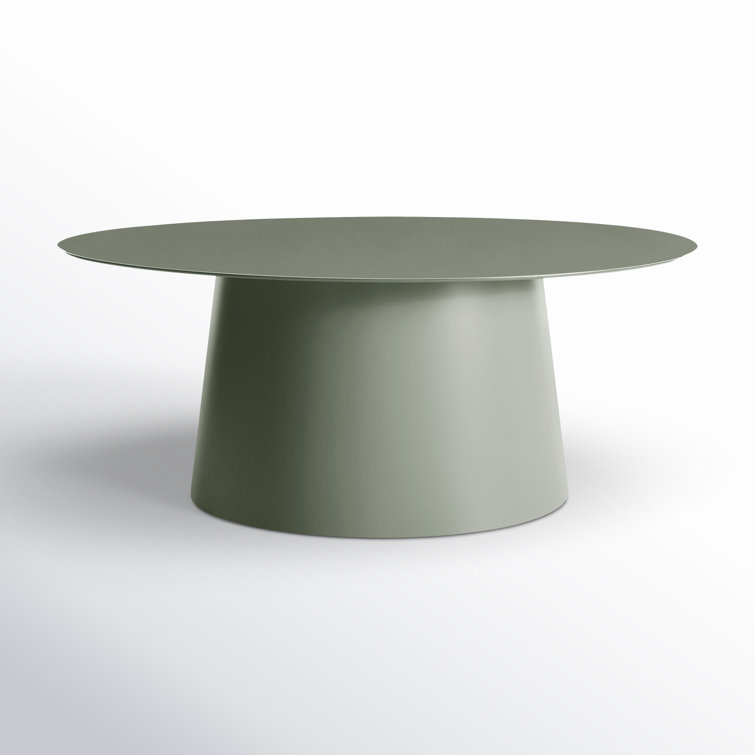 Gray Green Metal Outdoor Coffee Table, 36" Round