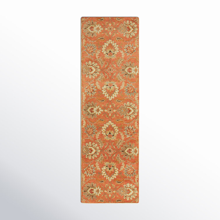 Hand-Tufted Traditional Red Wool Runner Rug 2'6" x 8'