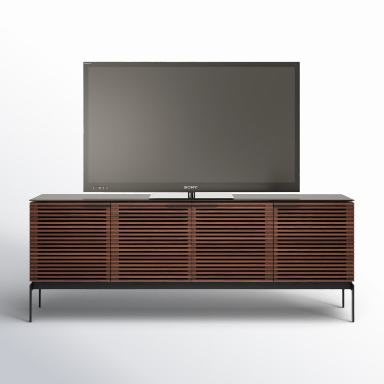 Chocolate Stained Walnut Media Console with Cabinet