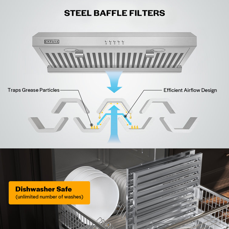 30-Inch Stainless Steel Under Cabinet Range Hood with LED Lights
