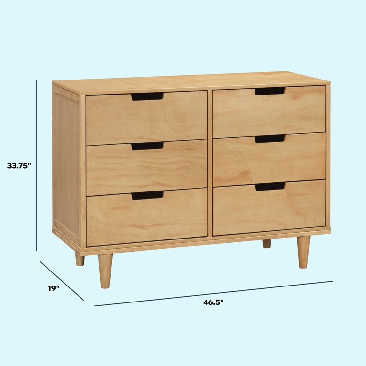 Honey Wood 6-Drawer Double Nursery Dresser