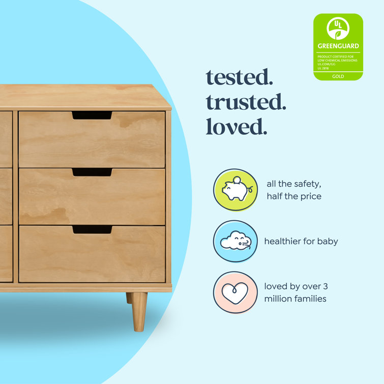 Honey Wood 6-Drawer Double Nursery Dresser