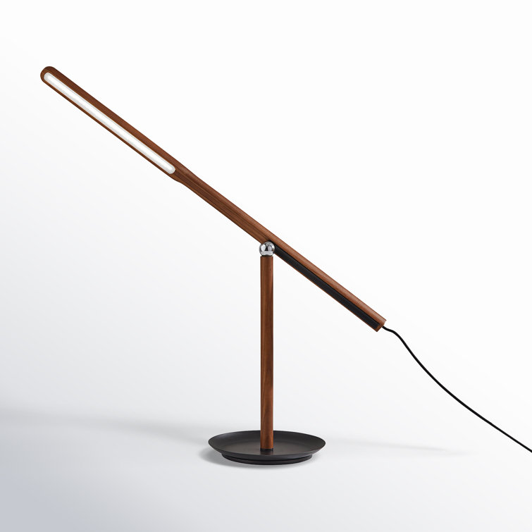 Walnut Adjustable LED Desk Lamp with Black Base