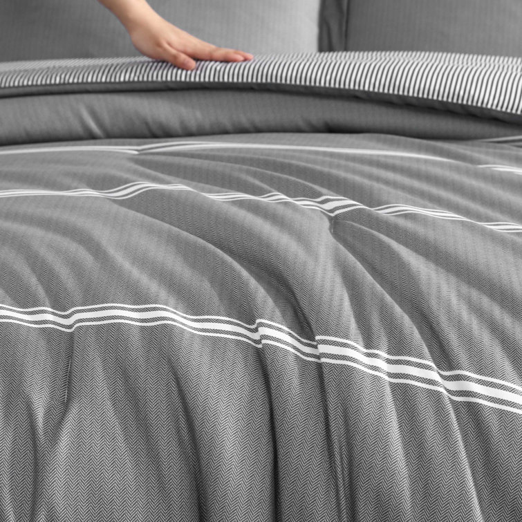 Gray Twin Microfiber Reversible Bedding Set