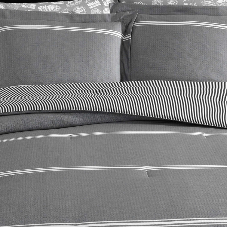 Gray Twin Microfiber Reversible Bedding Set