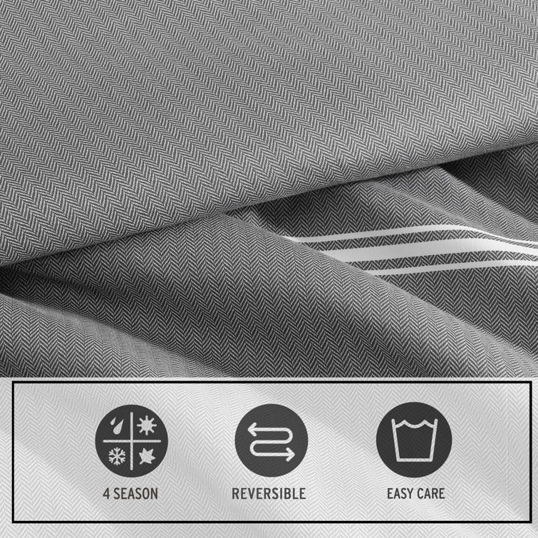 Gray Twin Microfiber Reversible Bedding Set