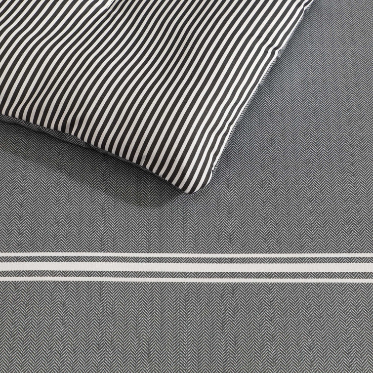 Gray Twin Microfiber Reversible Bedding Set