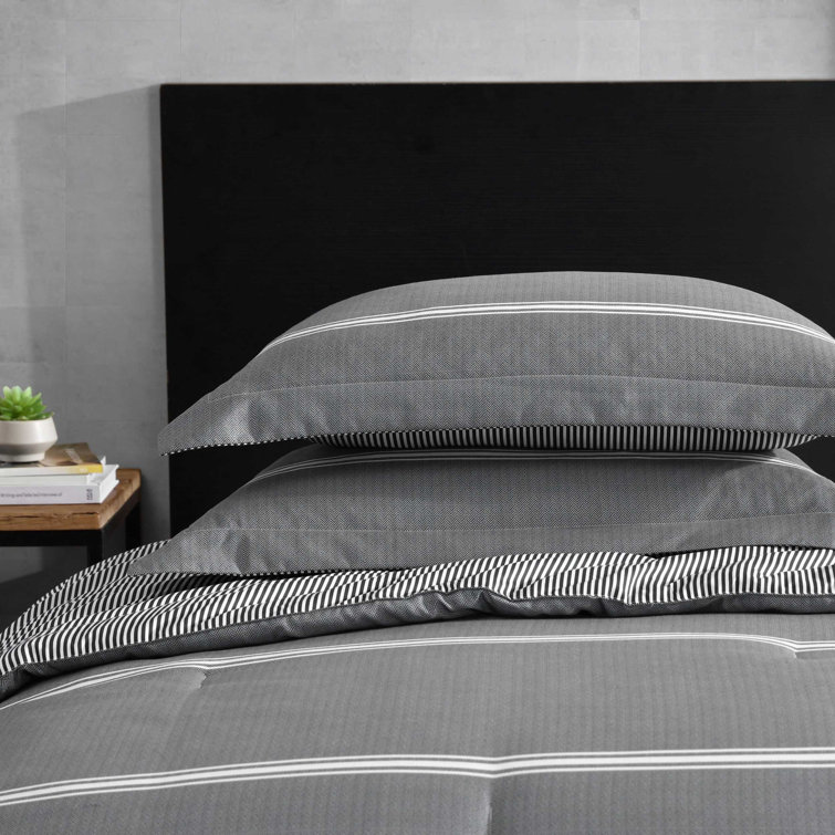 Gray Twin Microfiber Reversible Bedding Set