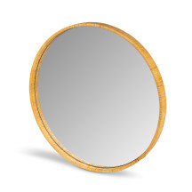 Natural Rattan and Wood Round Mirror with Glass
