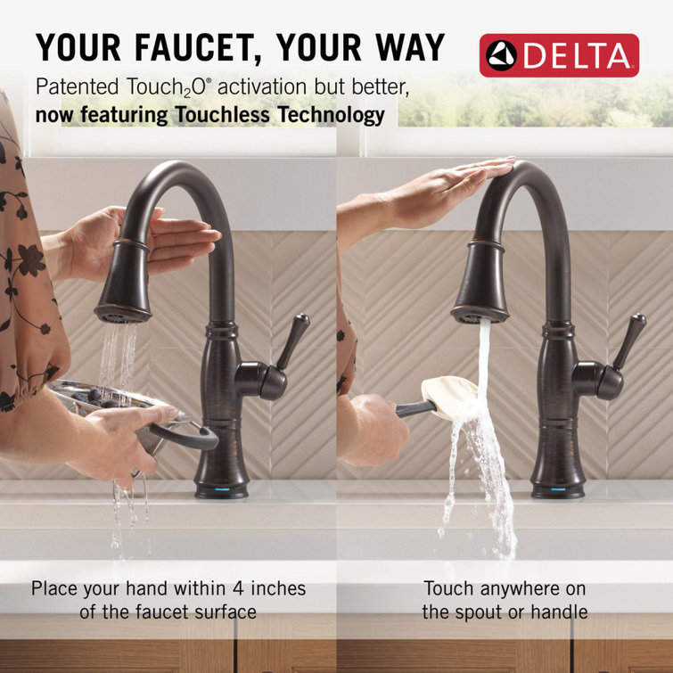 Venetian Bronze 16" Touchless Pull Down Kitchen Faucet with Ceramic Disc Valve