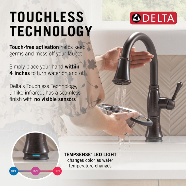 Venetian Bronze 16" Touchless Pull Down Kitchen Faucet with Ceramic Disc Valve