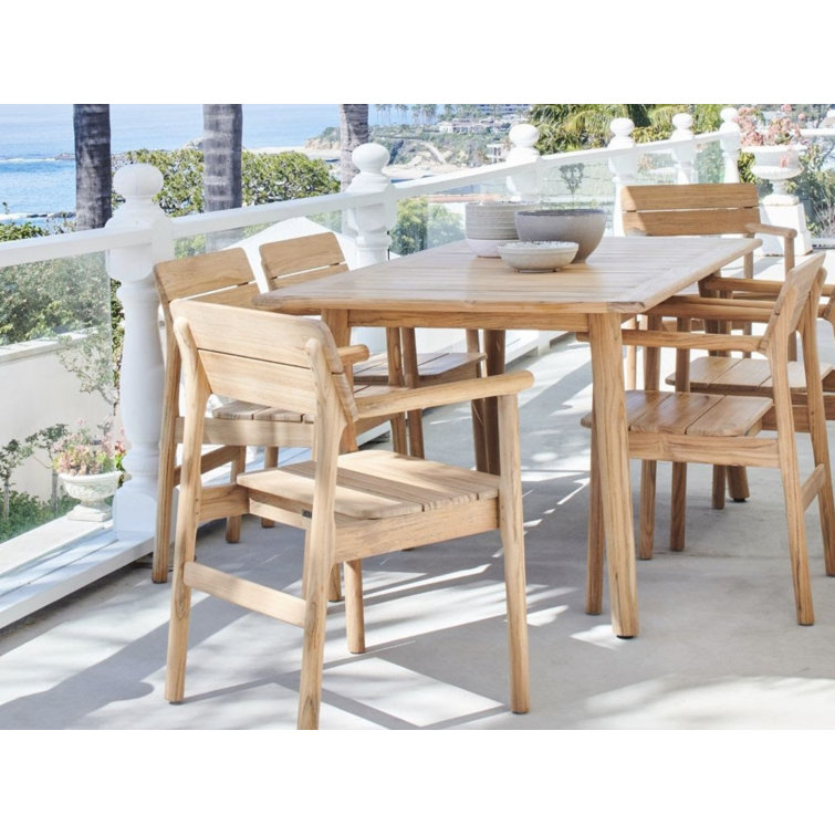 Natural Teak Stackable Outdoor Dining Armchair Set